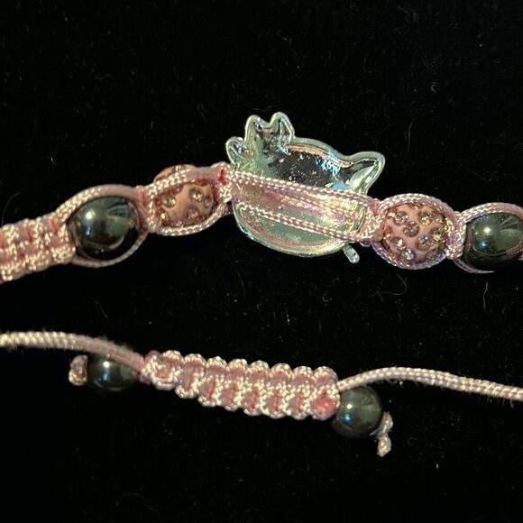 Hello Kitty Pink Adjustable Friendship Bracelet Rhinestone Pull Cord. NWT - Picture 6 of 7